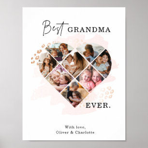 Poster Photo Family Best Grandma Ever Heart Shape 8