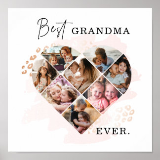 Poster Photo Family Best Grandma Ever Heart Shape 8