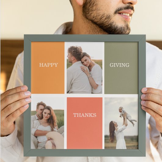 Poster Photo Family Collage moderne | Happy Thanksgiving