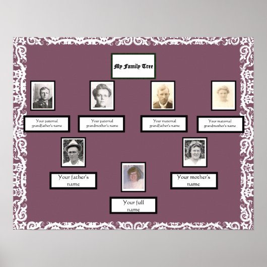 Poster Photo Family Tree Lace Look Bordure sur Lavender (Devant)