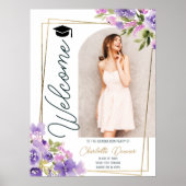 Poster Photo Floral Boho purple gold script graduation (Devant)