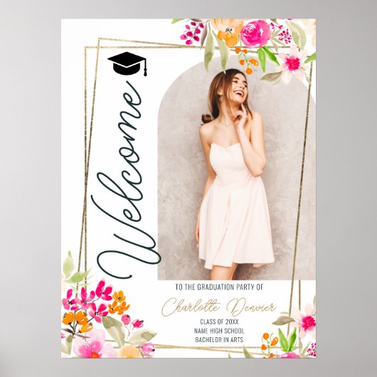 Poster Photo Floral Boho script or floral graduation (Devant)