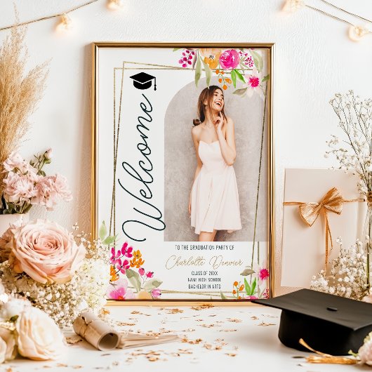 Poster Photo Floral Boho script or floral graduation