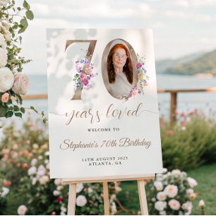 Poster Photo Floral de Printemps pour un 70e Anniversaire
