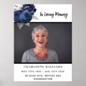 Poster Photo funéraire florale simple souvenir bienvenue (Devant)