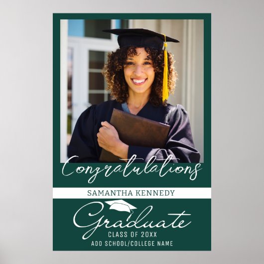 Poster Photo Graduation Congrats Grad Classe De 20XX Vert (Devant)