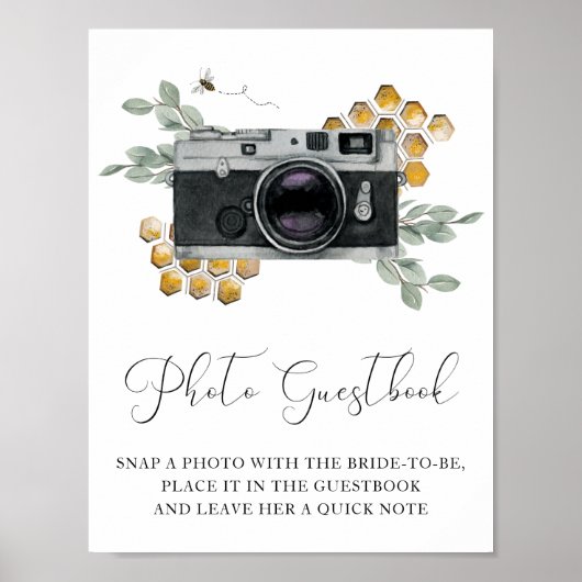 Poster Photo Guestbook Bees and Eucalyptus Sign (Devant)