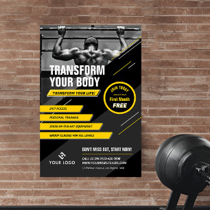 Poster Photo Gym Logo noir et jaune Compétition Marketing