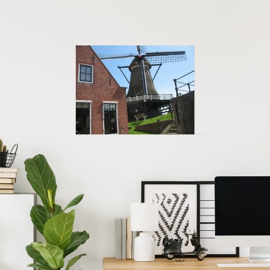 Poster photo Hollande Windmill, Friesland, Holland (Bureau à domicile)