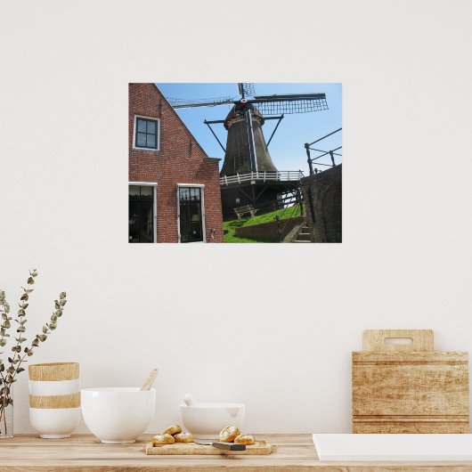 Poster photo Hollande Windmill, Friesland, Holland (Cuisine)