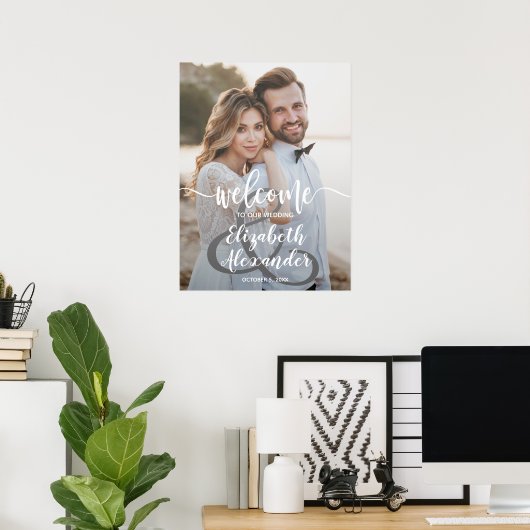 Poster Photo Mariage Esperluette Bienvenue (Bureau à domicile)