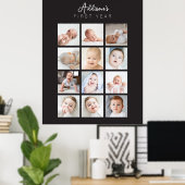 Poster photo mensuel de la première année du bébé (Bureau à domicile)
