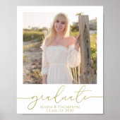 Poster Photo Moderne Graduation Élégant Script Or (Devant)