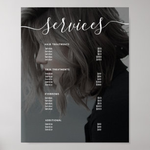 Poster Photo moderne Salon simple Service Menu Prix