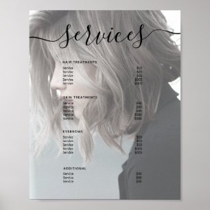 Poster Photo moderne Salon simple Service Menu Prix