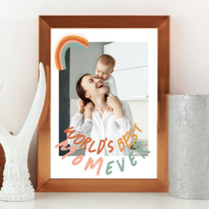 Poster photo moderne vintage arc-en-ciel meilleure maman