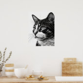 Poster Photo monochrome noir et blanc de chat pour animau (Cuisine)