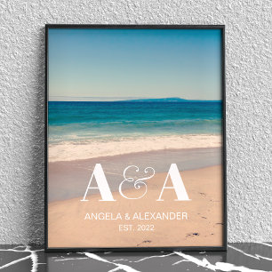 Poster Photo Monogramme de mariage de la plage de Califor