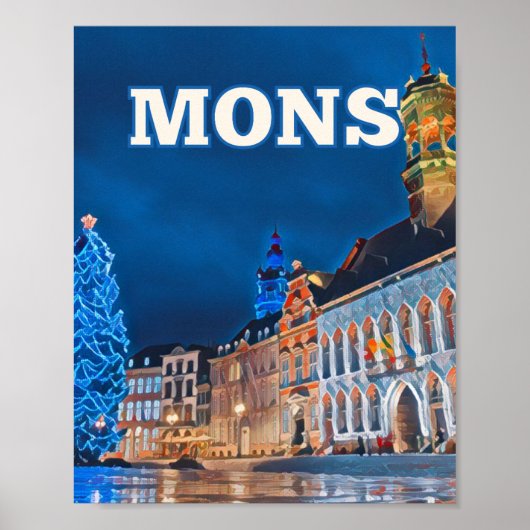 Poster Photo Mons Belgique Vintage (Devant)