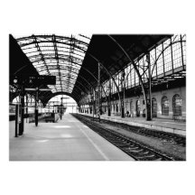Poster photo noir et blanc de la gare