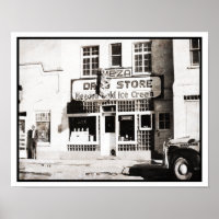 Photo noir et blanc des années 1940 de l'affiche d