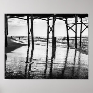 Poster Photo noir et blanc Ocean Isle Beach Pier