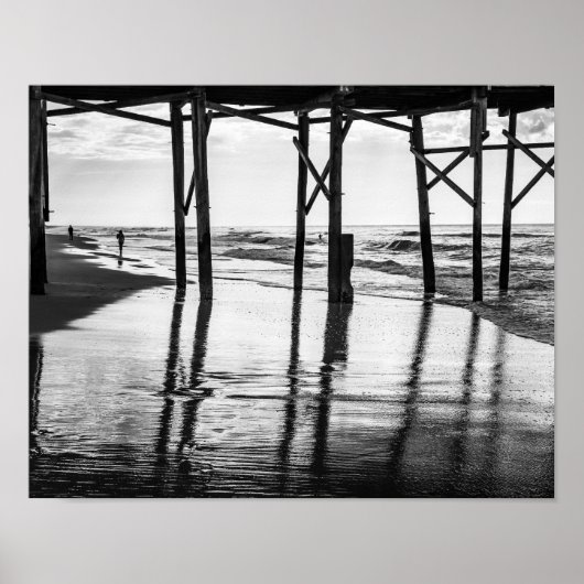 Poster Photo noir et blanc Ocean Isle Beach Pier (Devant)