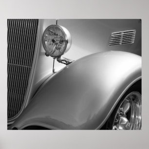 Poster Photo noire et blanche de voiture