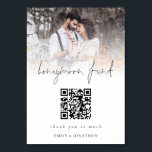 Poster Photo Overlay Qr Code Honeymoon Fund Mariage<br><div class="desc">Photo Overlay Qr Code Honeymoon Fund Mariage, avec un élégant script set pour Honeymoon Fund et facile de personnaliser le reste du texte à vos exigences et de remplacer l'exemple de photo par votre propre. Il suffit de modifier l'exemple d'URL dans le modèle avec votre propre URL à celle de...</div>