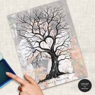 Poster Photo Overlay Thumbprint Tree Mariage Livre d'invi