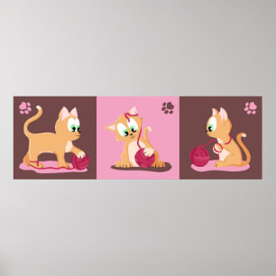 Poster Photo panoramique de chats en cuivre chaton Kitten