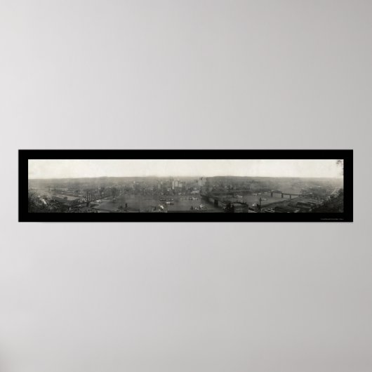 Poster Photo panoramique de Pittsburgh 1908 (Devant)