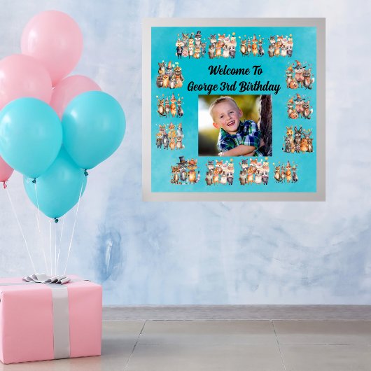 Poster Photo Party Animaux Thème Anniversaire de enfant P