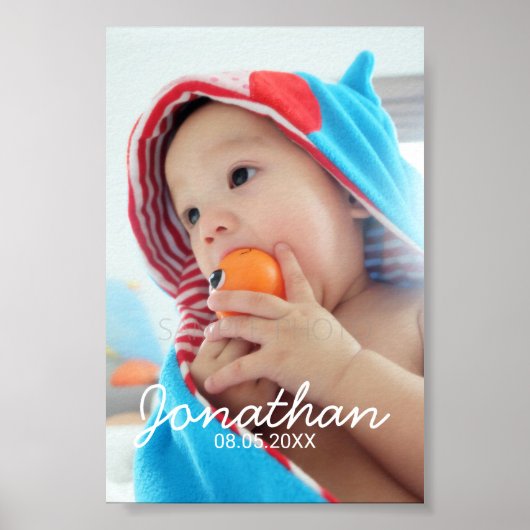 Poster Photo personnalisée avec nom et date (Devant)