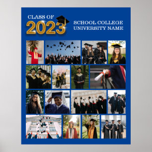 Poster Photo personnalisée Classe de Graduation Blue de 2