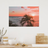 Poster photo Pink Sunset Ocean Beach Palm (Cuisine)
