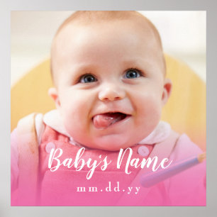 Poster Photo pour bébé rose (Personnaliser le texte et la