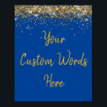 Poster Photo Prop pour fête d'anniversaire Blue Gold pers<br><div class="desc">doux 16 quinceanera 40e 50e,  personnalisé 30e 21e 16e 15e,  25e quinze seize vingt-cinquième première,  prop son garçon homme mari,  affiche personnalisée pour cabine photo,  signe de parties scintillant scintillant pour anniversaire,  signe de douche nuptiale le week-end,  mariage réception photo étincelante,  signe pétillant pour fête d'or,  fête d'anniversaire</div>