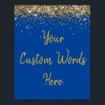 Poster Photo Prop pour fête d'anniversaire Blue Gold pers<br><div class="desc">doux 16 quinceanera 40e 50e,  personnalisé 30e 21e 16e 15e,  25e quinze seize vingt-cinquième première,  prop son garçon homme mari,  affiche personnalisée pour cabine photo,  signe de parties scintillant scintillant pour anniversaire,  signe de douche nuptiale le week-end,  mariage réception photo étincelante,  signe pétillant pour fête d'or,  fête d'anniversaire</div>