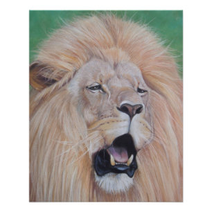 Poster photo réaliste du lion rugissant gros chat faune