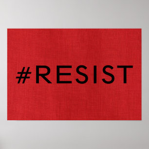 Poster photo #Resist on Red Linen Texture