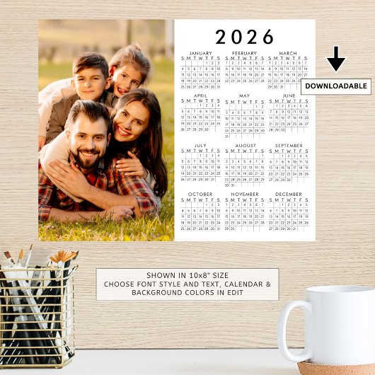 Poster photo simple 2026 Calendrier 1