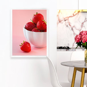 Poster Photo stylisée de fraises rouges fraîches sur fond