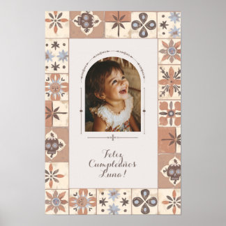 Poster Photo sur mesure Carrelage mexicain Fiesta Neutral
