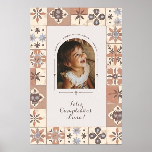 Poster Photo sur mesure Carrelage mexicain Fiesta Neutral (Devant)