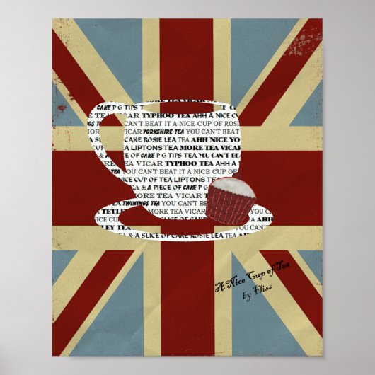 Poster photo Union Jack Une belle coupe de thé Vin (Devant)