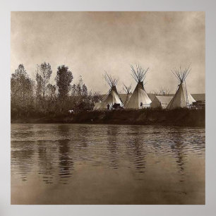 Poster Photo vintage Village indien Teepee