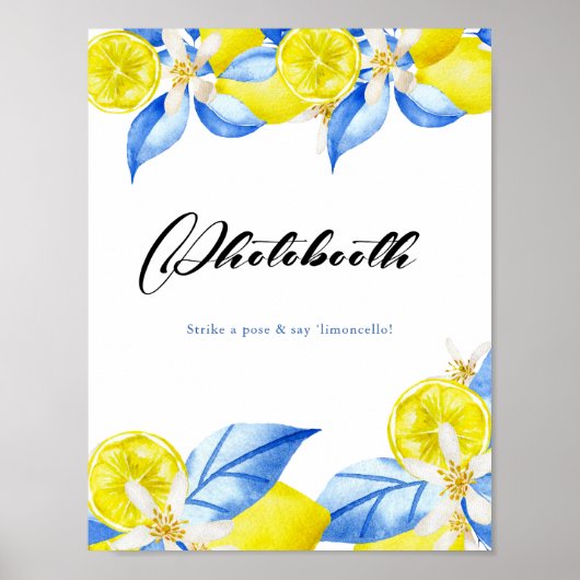 Poster Photobooth de mariage italien floral au citron (Devant)