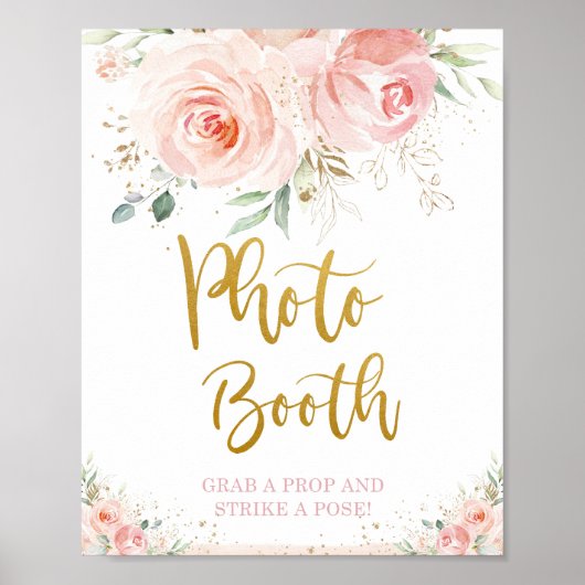 Poster Photobooth floral rose chic feuillage doré (Devant)