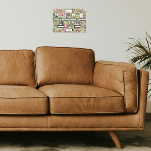 Poster  PhotoFamily Tree 3 Generation Pink Four O'clock's